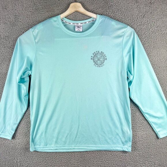NEW Spicy Tuna St Pete Beach Shirt Men XL‎ Blue Performance Fishing Tee NWT $50 - Picture 1 of 15